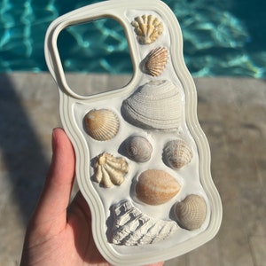 White Seashell Mosaic Phone Case / iPhone Case / Unique Phone Case / Neutral / Coastal Inspired / Handmade Shell Phone Case
