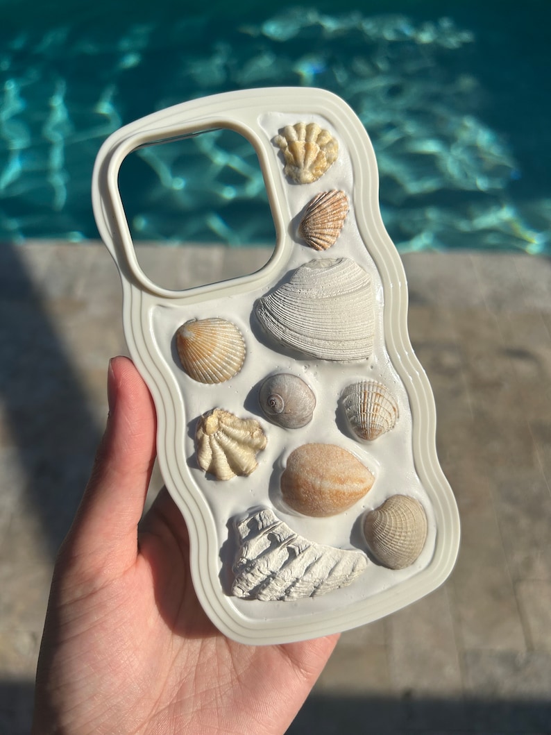 White Seashell Mosaic Phone Case / iPhone Case / Unique Phone Etsy