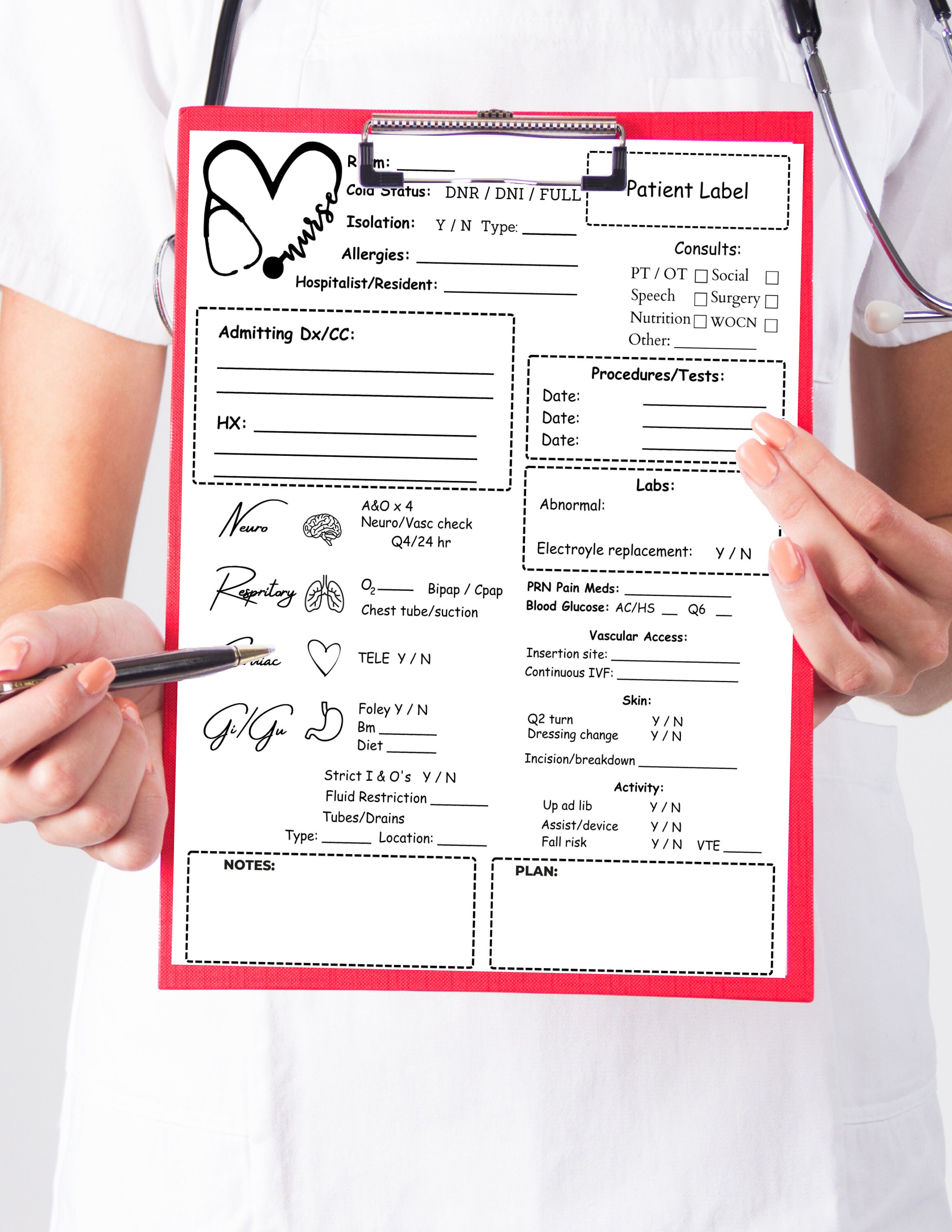 Nurse Shift Change Report, Nursing Report Sheet, Med Surge printable
