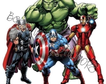 Super heroes ready to press heat transfer.