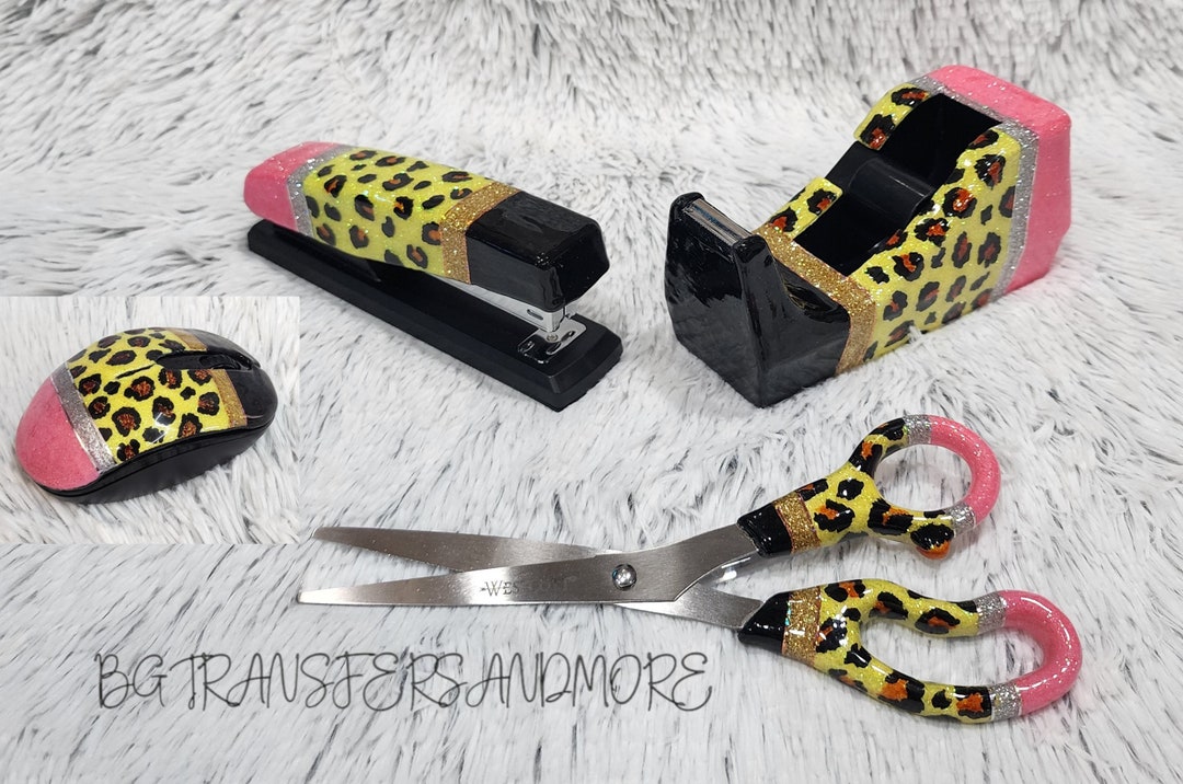 Pencil Leopard Print Desk Set. Etsy