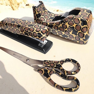 Leopard print desk set.