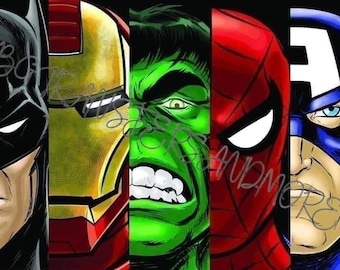 Action heroes ready to press sublimation heat transfer.