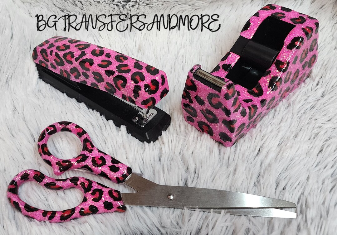 Pink Leopard Print Desk Set. Etsy