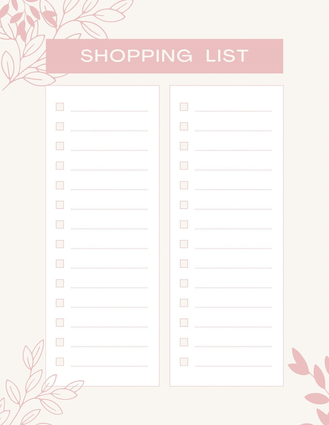 Plantilla de lista de compras rosa - Etsy México