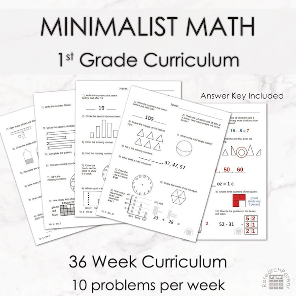 First Grade Minimalist Math Homeschool Curriculum