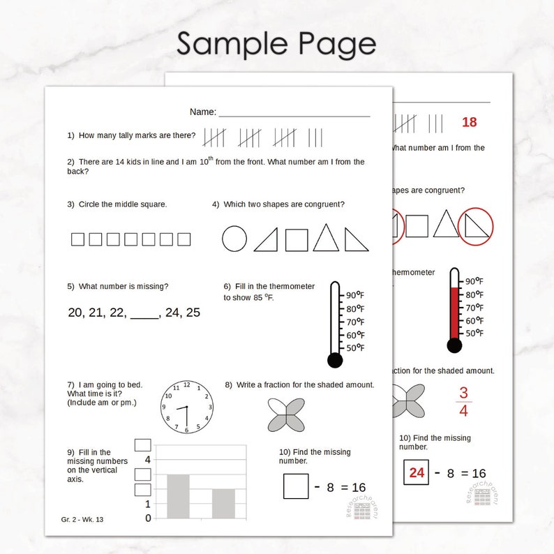 Second Grade Minimalist Math Homeschool Curriculum Etsy