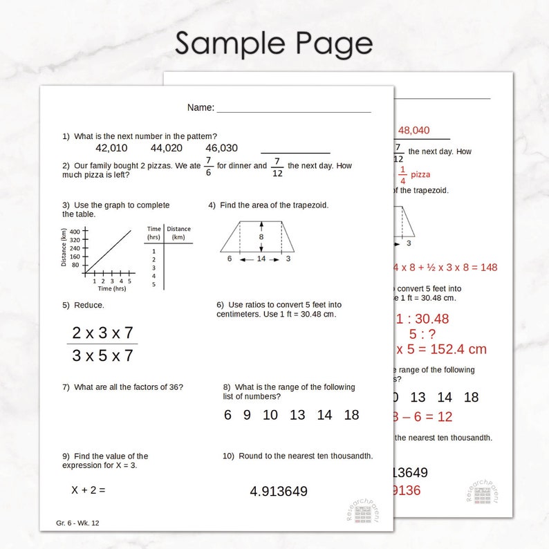 Sixth Grade Minimalist Math Homeschool Curriculum Etsy