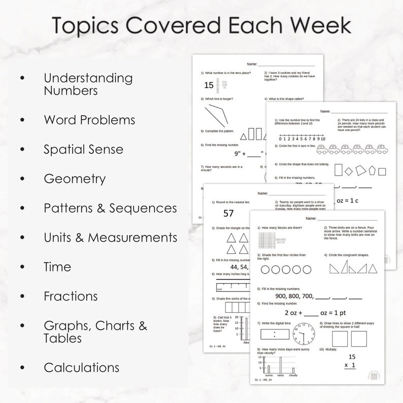 First Grade Minimalist Math Homeschool Curriculum Etsy