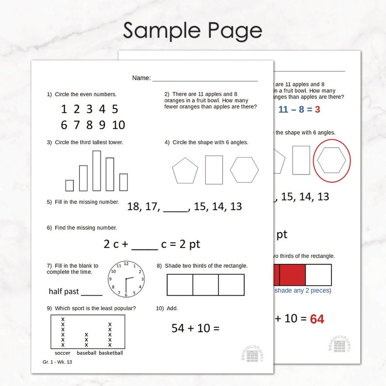 First Grade Minimalist Math Homeschool Curriculum Etsy