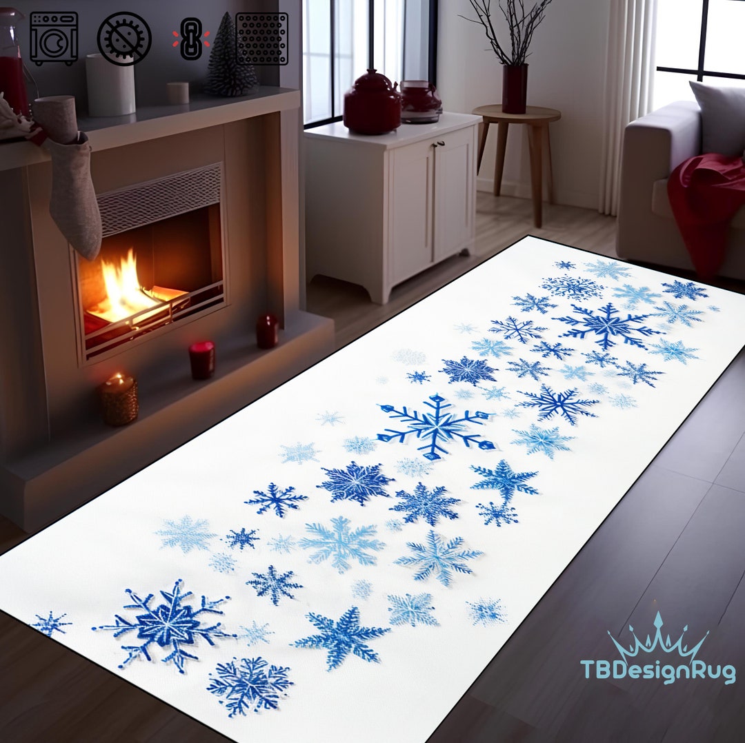 Christmas Runner Rugoutdoor Christmas Rugrunner Snowflakes Etsy