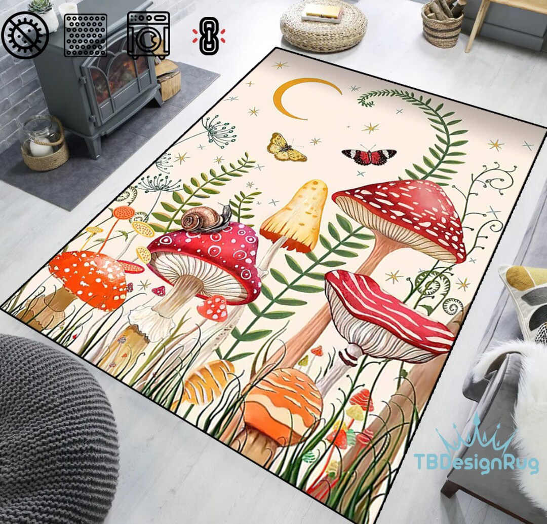 Mushroom Rug, Mushroom Design, Cute Mushroom Rug, Mushrooms, Rugs for