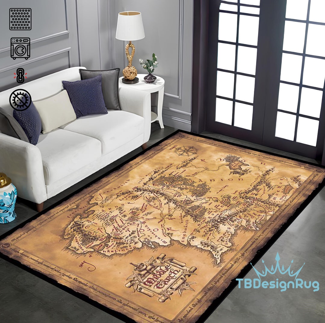 Hobbit Map Lord Of Rings Rug Village Map Christmas Gift - Etsy México