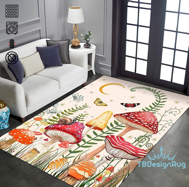 Mushroom Rug, Mushroom Design, Cute Mushroom Rug, Mushrooms, Rugs for