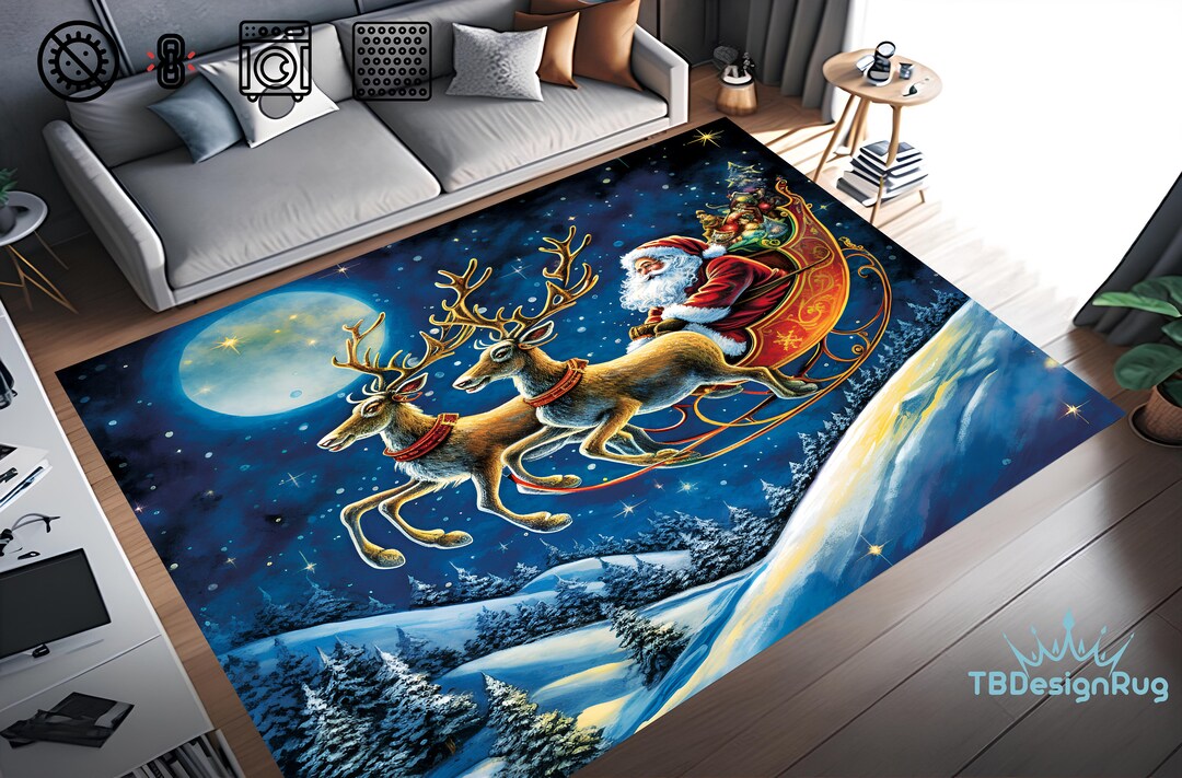 Christmas Rugs, Christmas Indoor Rug, Xmas Rug, Christmas Deers, Father