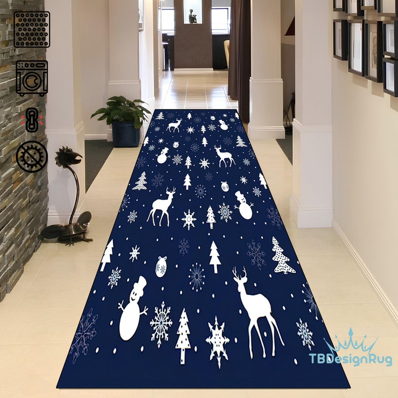 Christmas Rug Runner, Christmas Deers, Christmas Rugs Indoor, Xmas Rug