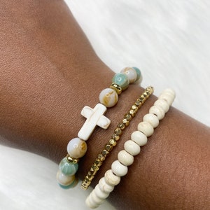 Cross Beaded Bracelet Stack