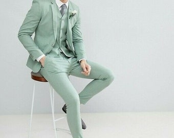 Men Suit Slim Fit Classy Three Piece sage green Men&#39;s Suit for Wedding, Engagement, Anniversary, Prom, Groom wear and Grooms Men Suit Slim