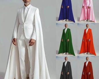 Business Men Suits Single Breasted Tuxedo Peak Lapel Cocktail Long Cape Jackets Stylish Men Party Event Tail Suit For Him Prom Wedding suit
