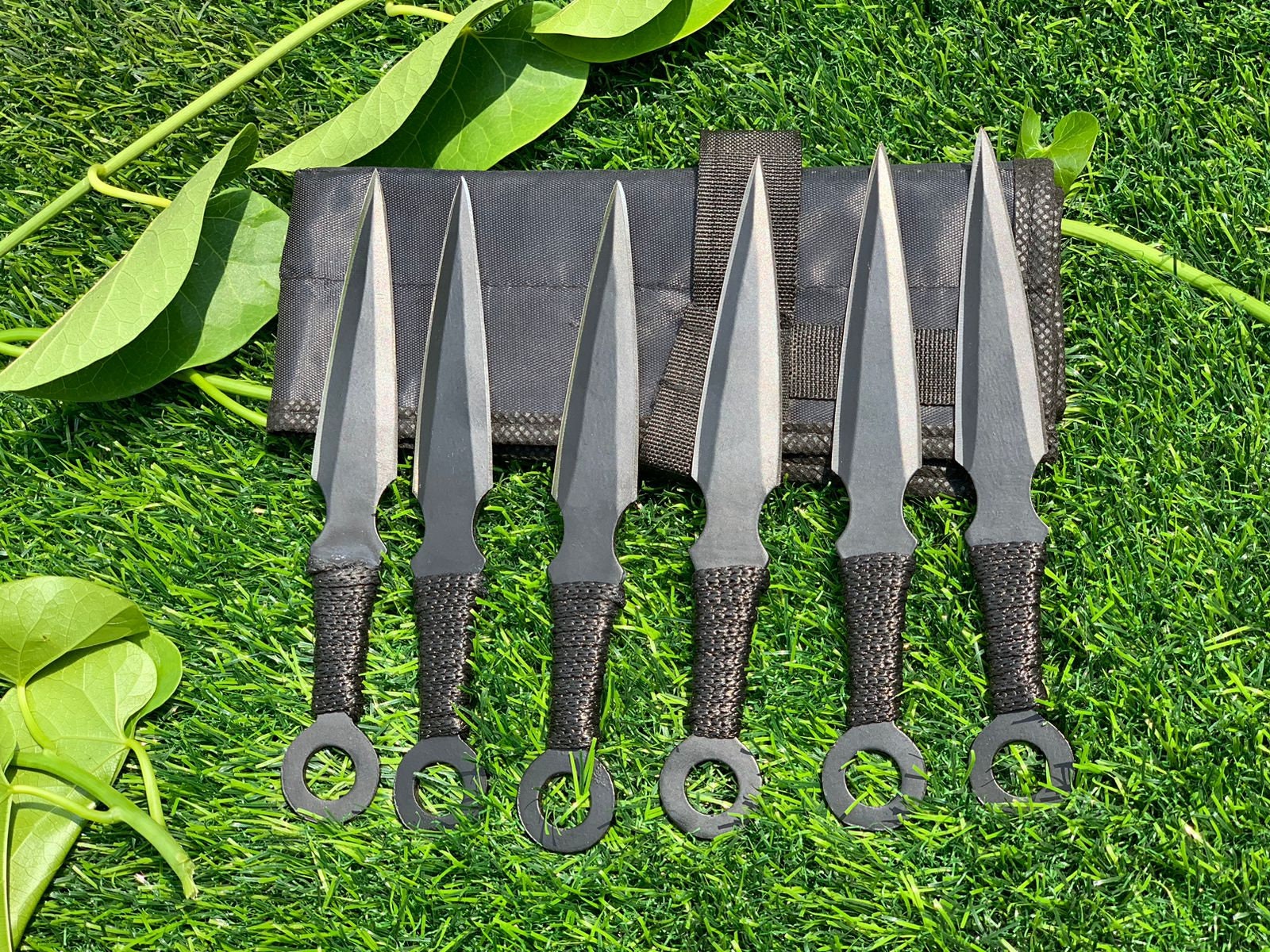  6 pcs. Ninja Tactical Combat Hunting Kunai Throwing Knife Set  w/ Sheath Case : Sports & Outdoors