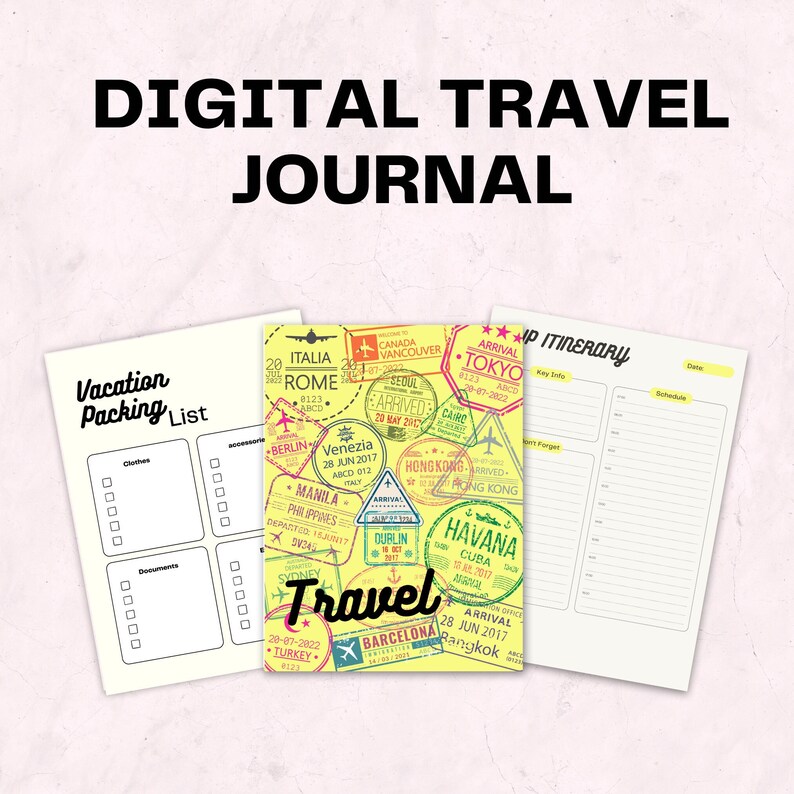 Digital Travel Journal Printable Etsy