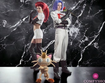 Pokemon Handmade Team Rocket Anime Cosplay Costume | James & Jessie - Perfect Halloween Costume/Gift for Friends and Couples