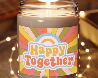 Retro Happy Together Candle, Scented 9oz Candles, Heartfell Gesture Gift for Her, Girlfriend, Wife, 70s Retro Scented Candle