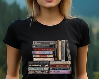 Distressed 80s Music Cassettes Tape T Shirt, 80's Goth Punk Music Shirt, Vintage Mixed Tape Music Shirt, Depeche Mode Morrissey the Cure