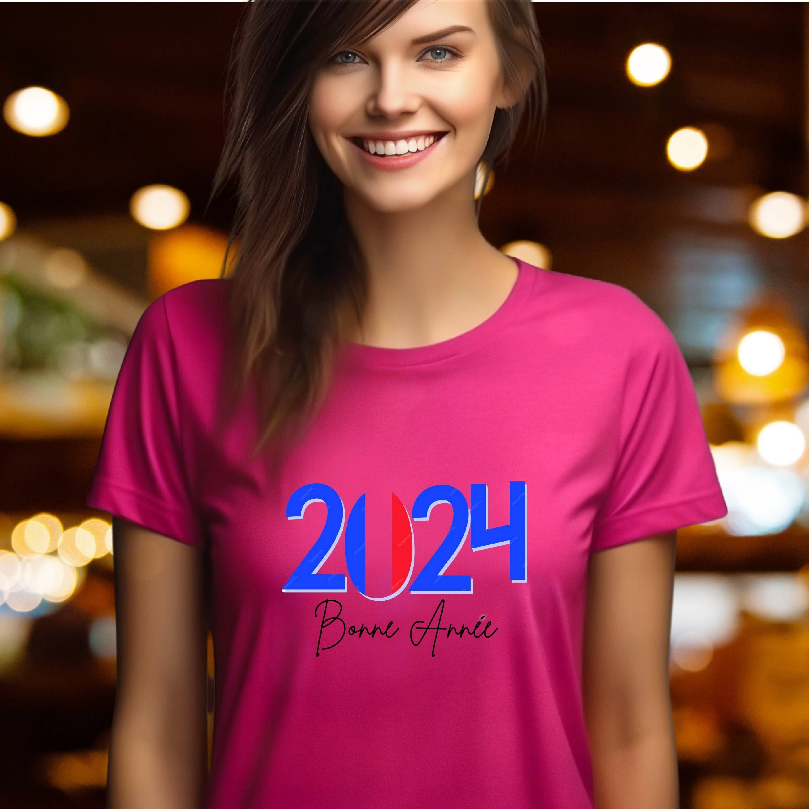 Bonne Année 2024 Ballon Et Ornements Autocollant Floral Moderne Ou  Conception De T-shirt