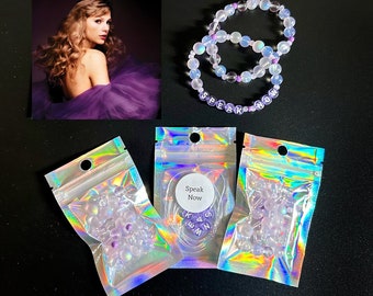 Kit braccialetti dell'amicizia / Parla ora - Bracciale artigianale fai da te Swiftie / T Swift / Tour ERAS / Set di perline per bomboniere / Lettere e cordino inclusi