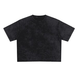 Cropped T-Shirt, Snow Wash Heavyweight Tee, Oversized Streetwear Crop Top Unisex, 285GSM Cotton Vintage Wash Shirt image 5