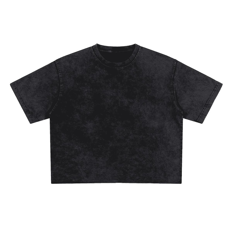Cropped T-Shirt, Snow Wash Heavyweight Tee, Oversized Streetwear Crop Top Unisex, 285GSM Cotton Vintage Wash Shirt image 5