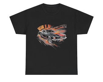 Ford Mustang GT T-Shirt | Vintage American Muscle Car Gift | Classic Pony Car Graphic Tee | Car Lover Retro Shirt Men Women