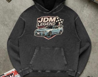 Nissan Skyline GT-R Hoodie, JDM Legend Racing Badge Sweatshirt, Oversized Streetwear Car Guy Gift, Vintage JDM Pullover Hoodie