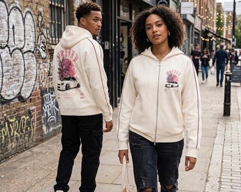 Raglan Zip Hoodie, Heavyweight Contrast Sleeve Sweatshirt, Oversized Streetwear Jacket Unisex, Cozy Winter Zip Up Hoodie