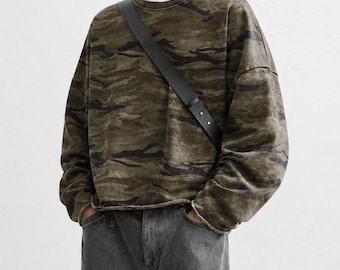 Unisex Heavyweight Camo Cropped Crewneck Sweatshirt (400GSM)