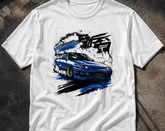 Nissan Silvia S13 T-Shirt | JDM Drift Car Kanji Graphic Tee | Japanese Street Racing Shirt | Smoke Drift Gift Men Women