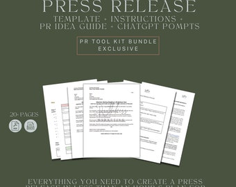 DIY PR: Comes with Press Release Tool Kit + Brainstorming  Guide + ChatGPT Prompt | Website newsroom builder | Perfect SEO building