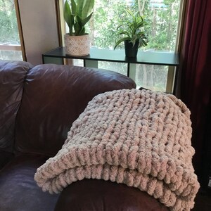 Cozy Chunky Soft Chenille Hand Knit Blanket