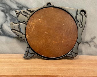 Vintage Pig Metal & Wood Trivet