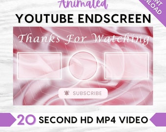Animated Pink Silk YouTube End Screen, Outro, Instant Download, Social Media, Content Creator, Fancy Luxury Wedding Aesthetic Theme