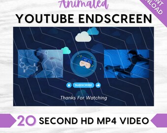 Animated Night Clouds YouTube End Screen, Outro, Instant Download, Social Media, Content Creator, Blue Nighttime Relaxing Clouds Theme