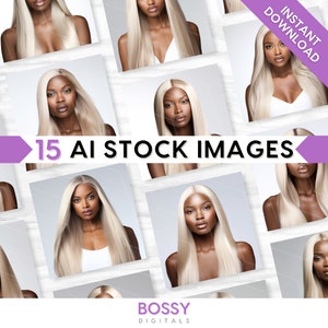 15 AI Stock Photos Bundle, Beauty Model, Stock Images, Natural Makeup, Blonde, Chic, Lashes, Brows, Hair, Lifestyle, Branding Collection Set