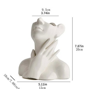 1pc White Ceramic Abstract Human Face Vase image 5