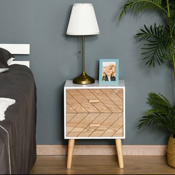Nordic Style 2 Drawers Bedside Table