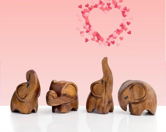 Hand Crafted Wooden Elephant Set of 4