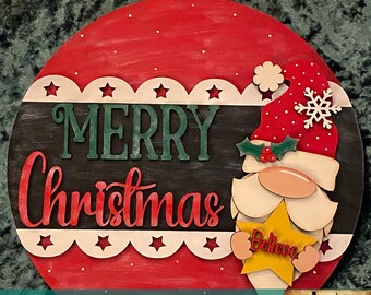 Christmas Gnome Door Hanger Printable Template downloadable File - Etsy