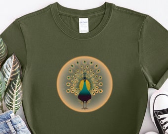 Fancy T-shirt met grafische pauw | Peacock Design, vogel- en pauwliefhebber cadeau