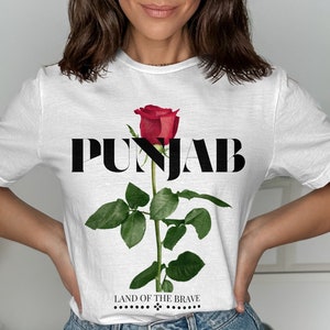 Unique Punjab Red Rose Tee | Cool Desi Clothing for Bold Individuals | Unisex Punjab Merchandise | Punjabi Apparel for Desi Style,unisex tee