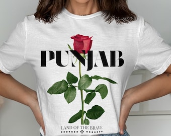 Unique Punjab Red Rose Tee | Cool Desi Clothing for Bold Individuals | Unisex Punjab Merchandise | Punjabi Apparel for Desi Style,unisex tee